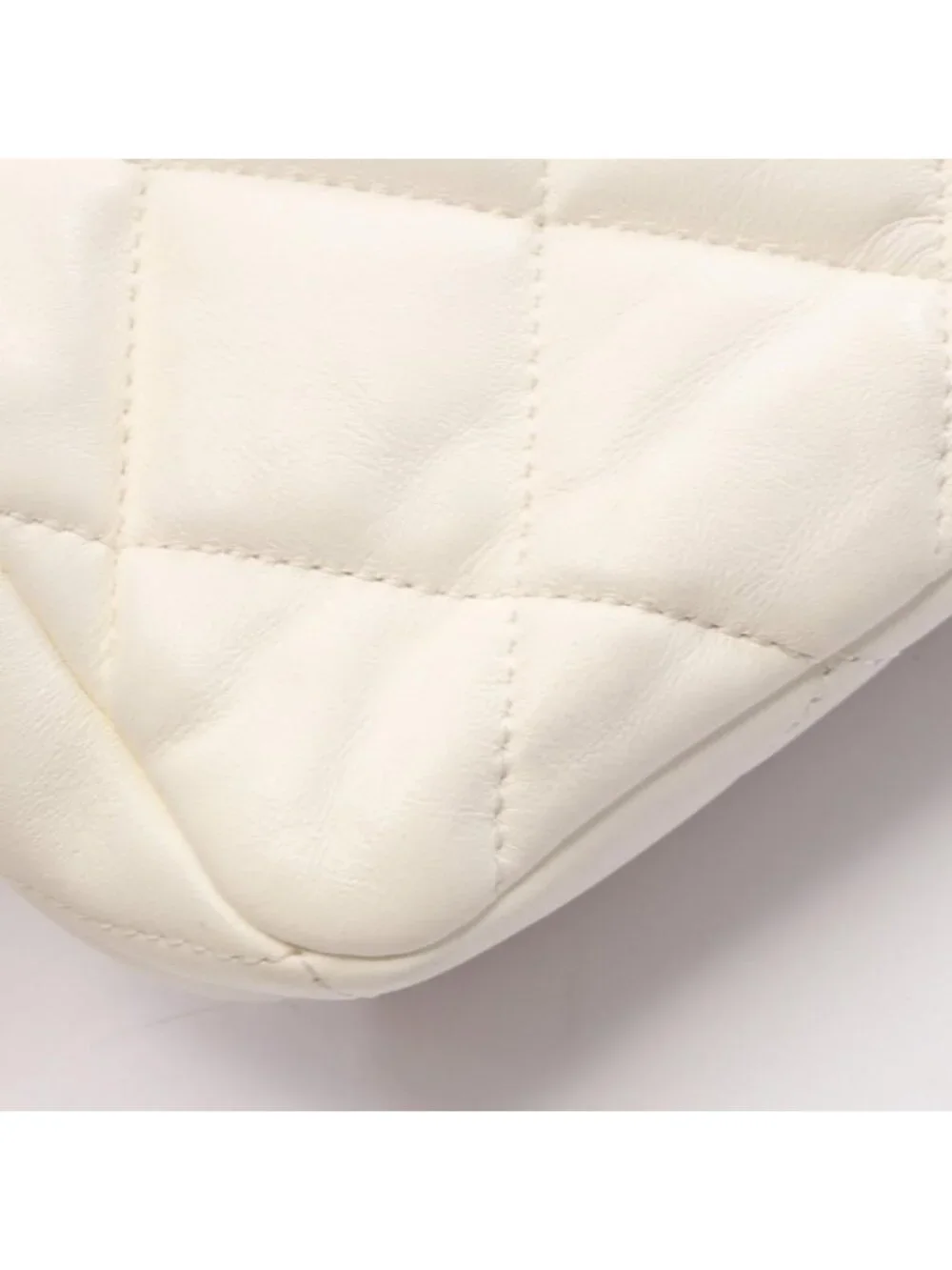 Chanel Shoulder Bag Quilted Heart Lock White Lambskin Small Chain